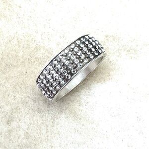 Brighton Meridian Ring in Silver with Hand-set Pave Crystals Size 7